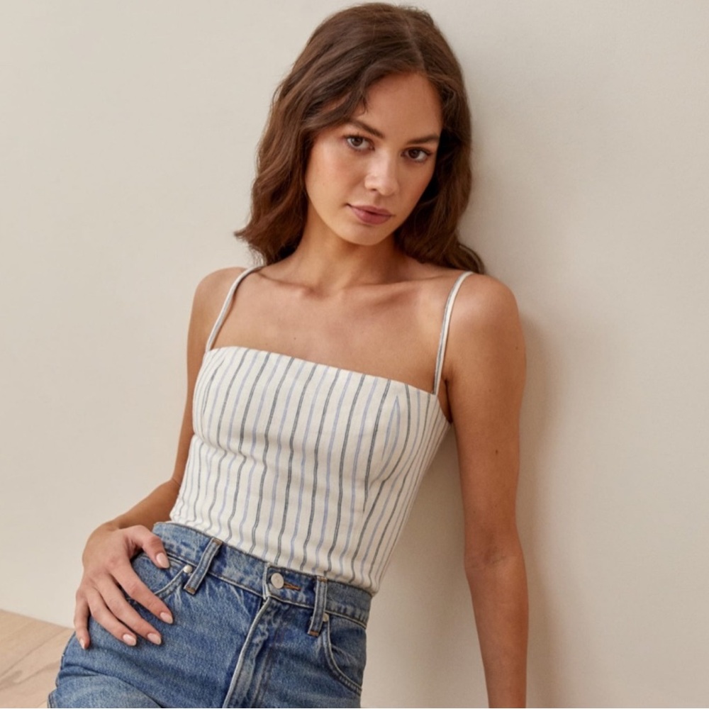 Reformation Overland Linen Top Jersey Stripe Size 4